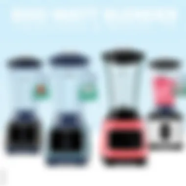 Comparison of different 800 watt blender models displayed side by side