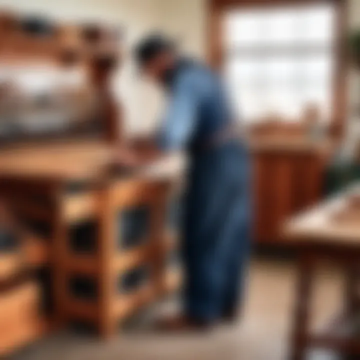 An artisan crafting furniture, highlighting the cultural significance of Amish craftsmanship