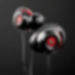 Close-up of Beats wrap around earbuds showcasing sleek design