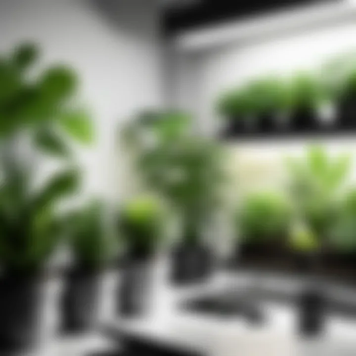 Sansi LED light placement in a well-organized indoor garden setup