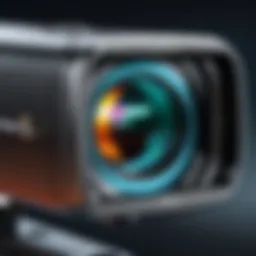 Close-up view of a borescope camera showcasing integrated lighting features.
