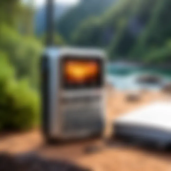 C Crane Skywave Pocket Radio in an outdoor setting, emphasizing its travel-friendly nature.