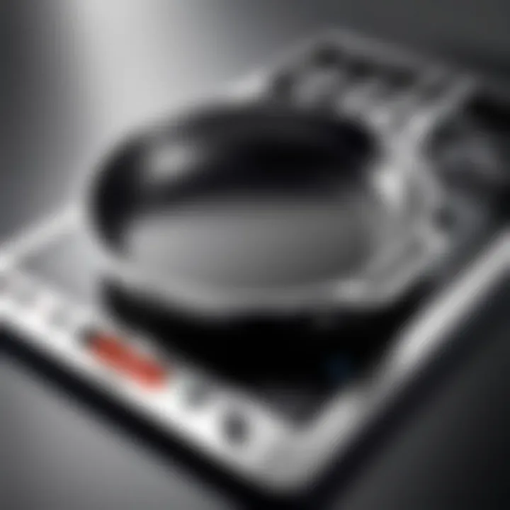 A Calphalon pan in use on a stovetop, emphasizing its performance.