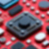 Detailed view of Adafruit tactile buttons showcasing design elements