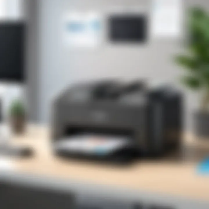 Canon compact printer in an office setting demonstrating its performance