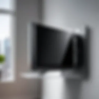 Corner mount installation diagram for a 55-inch flat screen TV