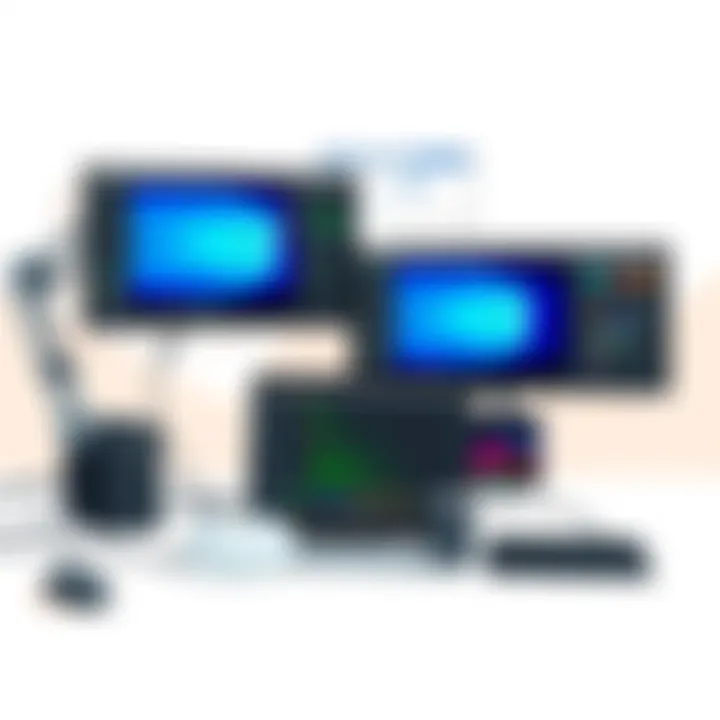 Multiple displays setup enhancing productivity on a MacBook Pro