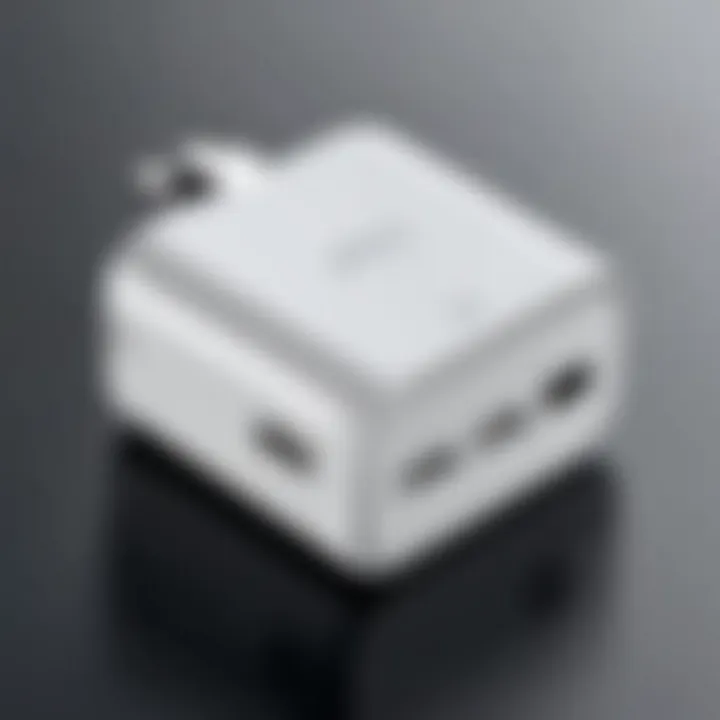 Close-up of a compact charger with a sleek design