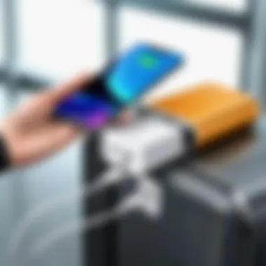 Charging on the Go Traveler using an iPhone charger kit in an airport