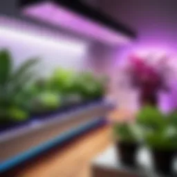 UV LED strip light illuminating a vibrant indoor garden