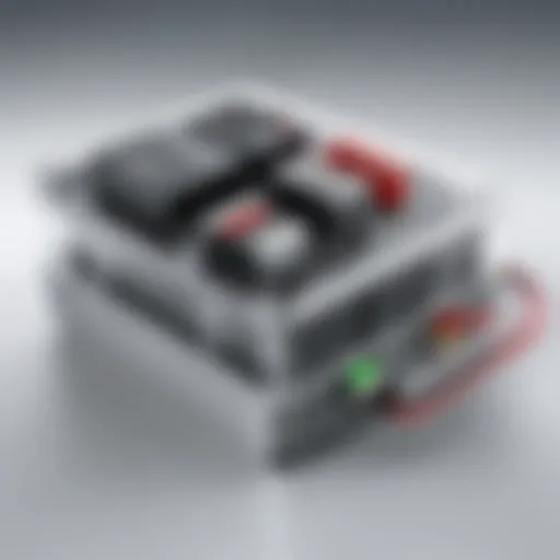Detailed view of a universal accumulator charging kit showcasing various components.