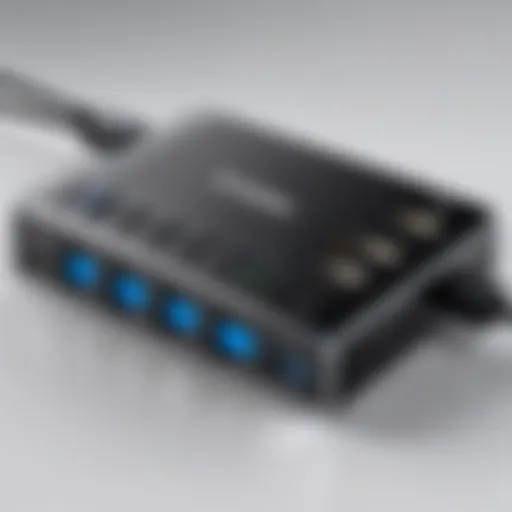A high-capacity USB hub showcasing multiple ports