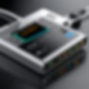 Technical specifications of a 50-port USB hub displayed