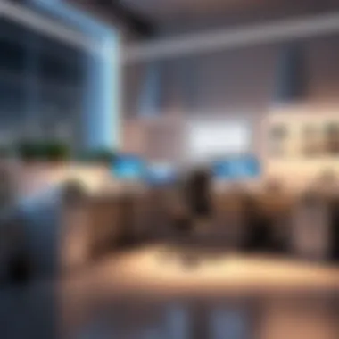 Illuminated Workspace with LED Shop Lights Illuminated workspace showcasing linkable LED shop lights