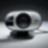 Close-up of a Logitech webcam showcasing its design and features