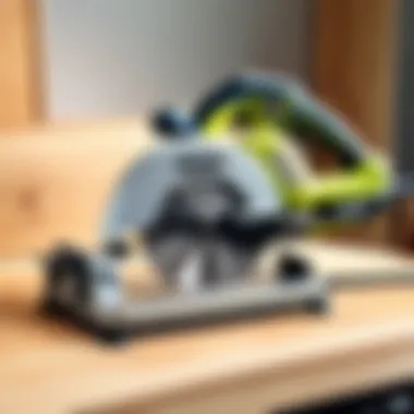 Ryobi Circular Saw Demonstrating Cutting Performance Ryobi circular saw in action cutting through wood