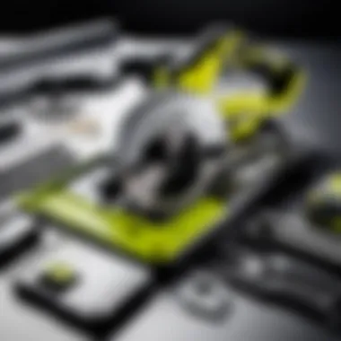 Essential Maintenance Tools for the Ryobi Circular Saw Maintenance tools next to the Ryobi circular saw