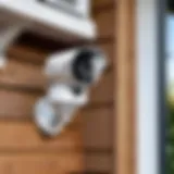 Battery-operated outdoor security camera mounted on a porch