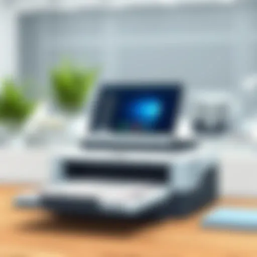 Showcasing the Ambir 820ix document scanner in a modern office setting.