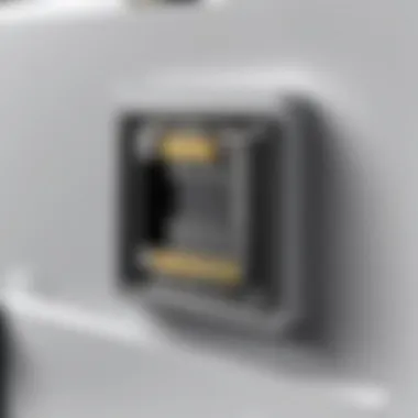 Memory Card Slot in Security Camera Close-up view of a memory card slot in a security camera