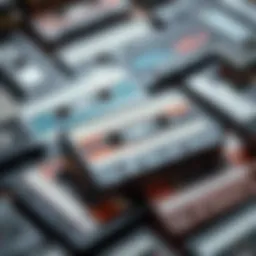 Vintage cassette tapes arranged artistically