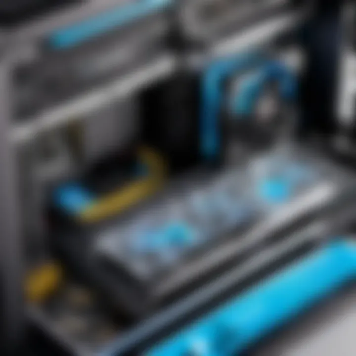 Illustration of the Corsair accessory tray installed within a computer setup
