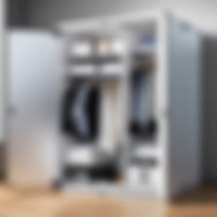 Close-up of the materials used in a cube portable wardrobe.
