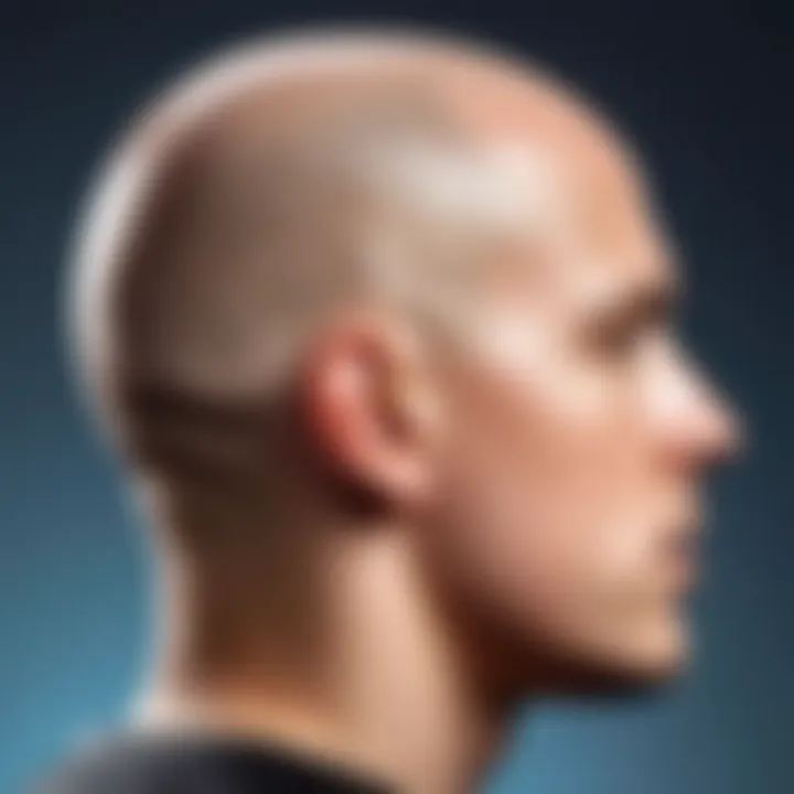 A close-up view of a bald head reflecting confidence and self-acceptance.