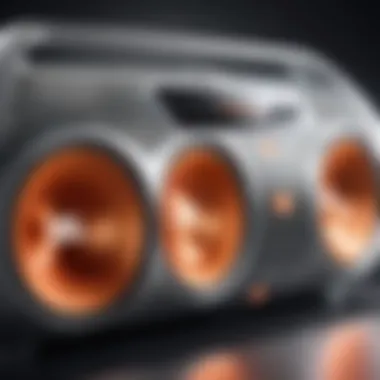 Showcasing JBL Boombox Features Close-up of JBL Boombox features highlighting sound quality