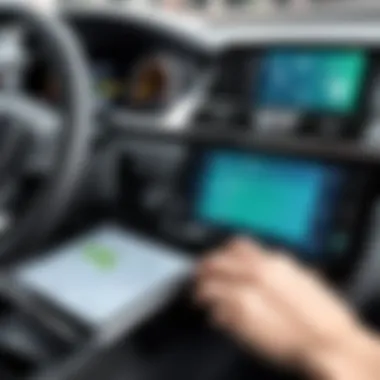 A driver using a sticky pad effectively to secure a smartphone on the dashboard.