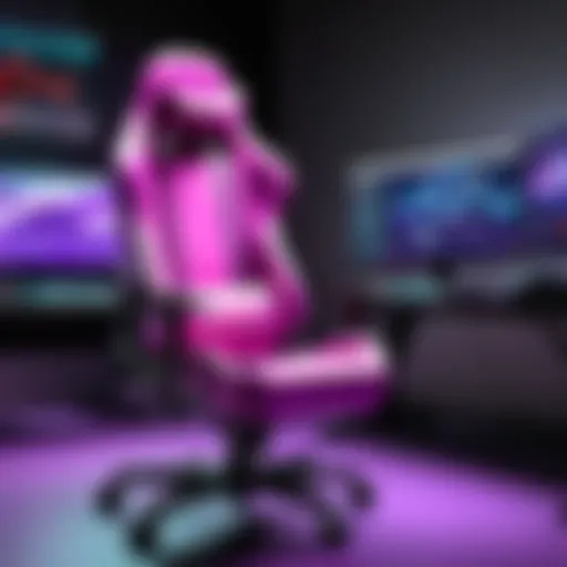 Ergonomic design of the DXRacer Purple gaming chair showcasing lumbar support.