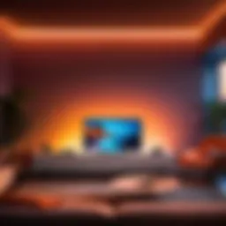 Philips Hue LED strip enhancing a living room ambiance