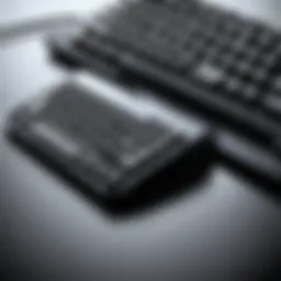 Ergonomically designed keyboard showcasing its features