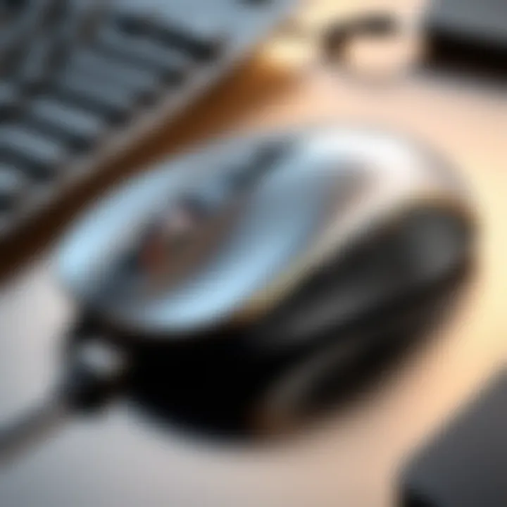 Close-up of the wireless mouse highlighting its functionality