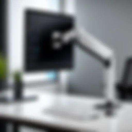 Elegant design of the Ergotron LX monitor arm, showcasing its sleek finish and modern aesthetics.