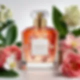 A bottle of Aerin Perfume Aegea Blossom surrounded by floral elements