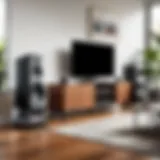 Elegant Audioengine speaker stands in a stylish living room setting