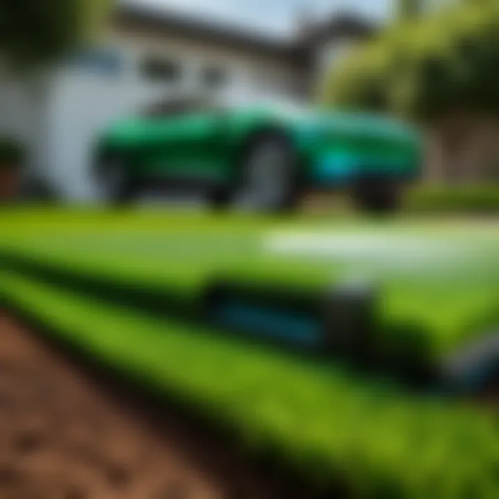 A sophisticated automatic lawn fertilizer system in action, showcasing its advanced technology.