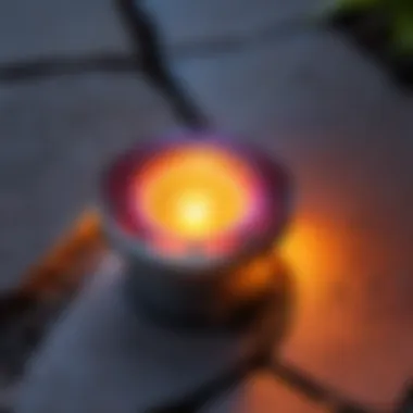Color Changing Feature of Solar Path Light Close-up of a solar path light showcasing its color changing feature