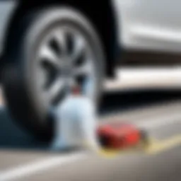 Three bag air jack in action under a vehicle