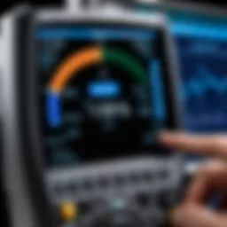 Close-up of Hioki digital multimeter displaying measurements