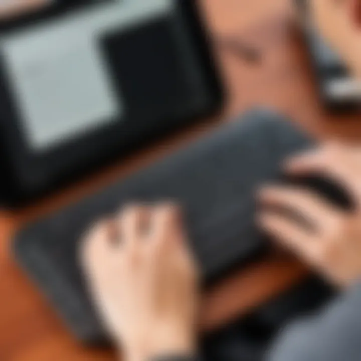 User typing comfortably on Kindle Fire HD 8 with a keyboard case