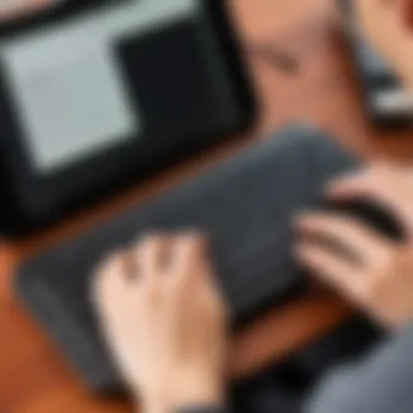 Comfortable Typing Experience with Keyboard Case User typing comfortably on Kindle Fire HD 8 with a keyboard case