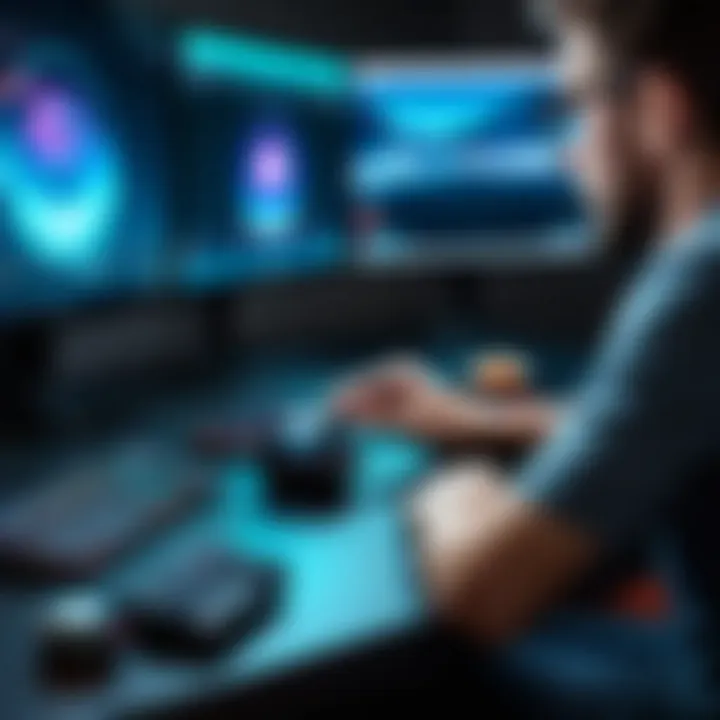 User enjoying seamless navigation with a Logitech trackball while gaming