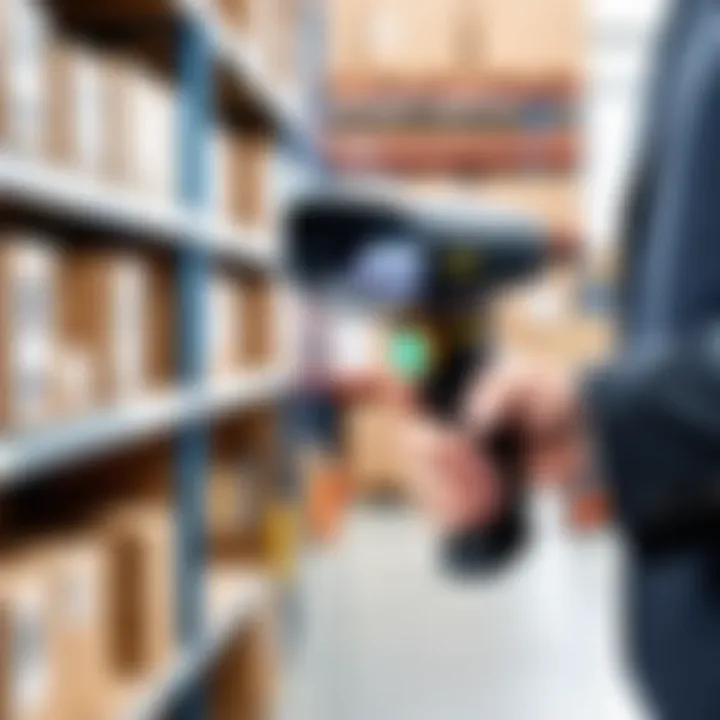 Demonstration of long range wireless barcode scanner integration with inventory management software.