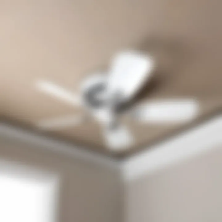 Installation of a low profile ceiling fan in a small space