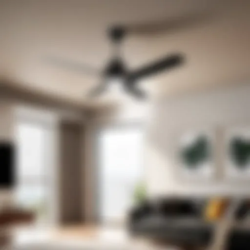 Elegant low profile ceiling fan with light in modern living room