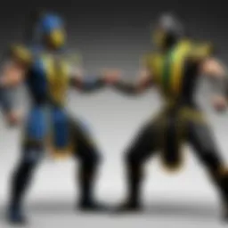 Iconic characters from Mortal Kombat showcasing their signature moves
