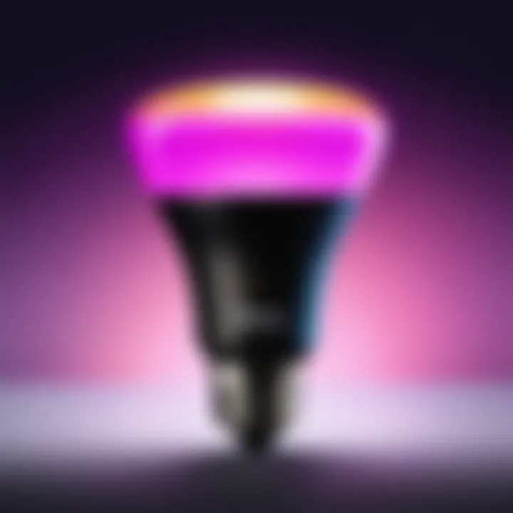 Close-up of Philips Hue LED bulb showcasing its design