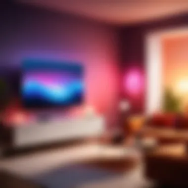 Vibrant Philips Hue lighting in a modern living space